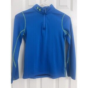 Under Armour Youth Large Cold Gear 1/4 Zip Blue Boys Pullover  Fitted Large